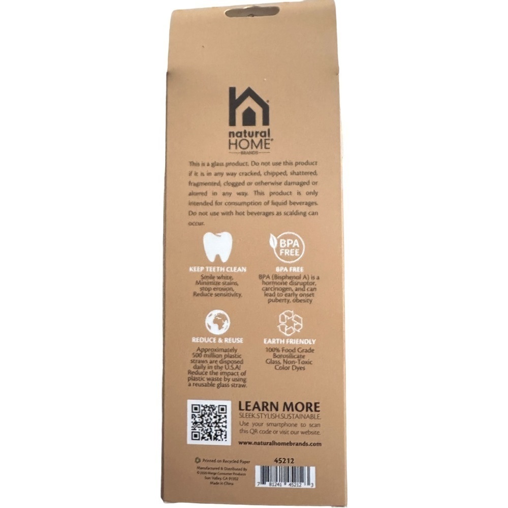 New In Package 4 PK Colorful Glass Straws With Cleaning Brush - Picture 3 of 5